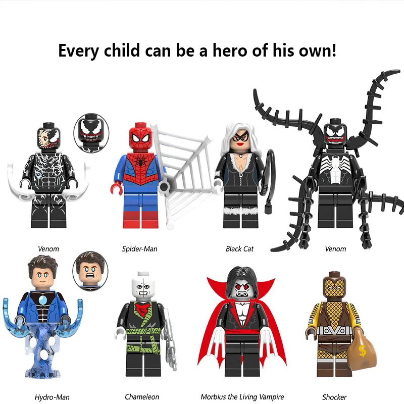For legoings Spider man venom black cat morbius the living vampire legoing model building kits blocks toys Wonder Woman FigureS For legoings Spider man venom black cat morbius the living vampire legoing model building kits blocks toys Wonder Woman FigureS