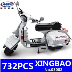 Xingbao 03002 732 шт. подлинной творческой дизайн серии Classic Vespa P200 Moto Строительные блоки Кирпич детские игрушки модель подарок