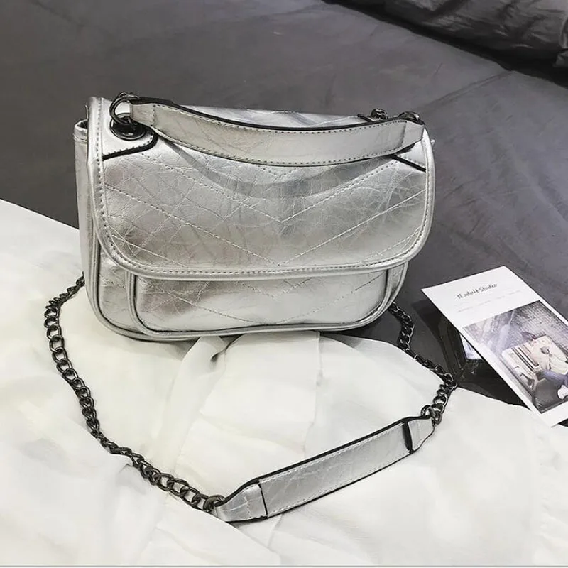 

PU Leather Women Messenger Bag Plaid Ladies Crossbody Bag Chain Trendy Candy Color Small Flap Shopping Handbag