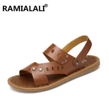 Новые летние мужские пляжные сандалии; модные мужские сандалии; мужские сандалии из натуральной кожи; дизайнерские пляжные сандалии из натуральной кожи