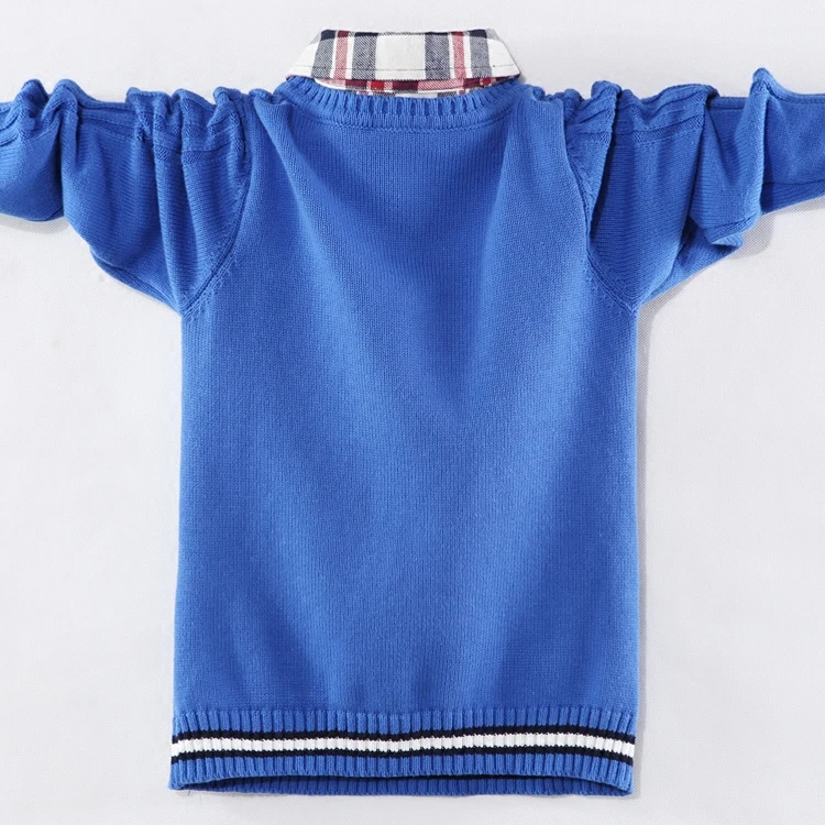 Осенние винтажные свитера для мальчиков в консервативном стиле; вязаный свитер в стиле пэчворк; Модная студенческая блузка с отложным воротником; свитер