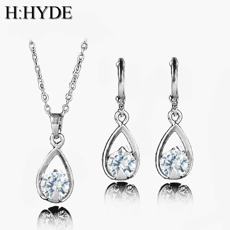 H: HYDE потрясающий дизайн Свадебные/свадебные ювелирные изделия золотого цвета женские/девичьи CZ ожерелье цепочкой+ серьги Свадебные Ювелирные наборы подарки