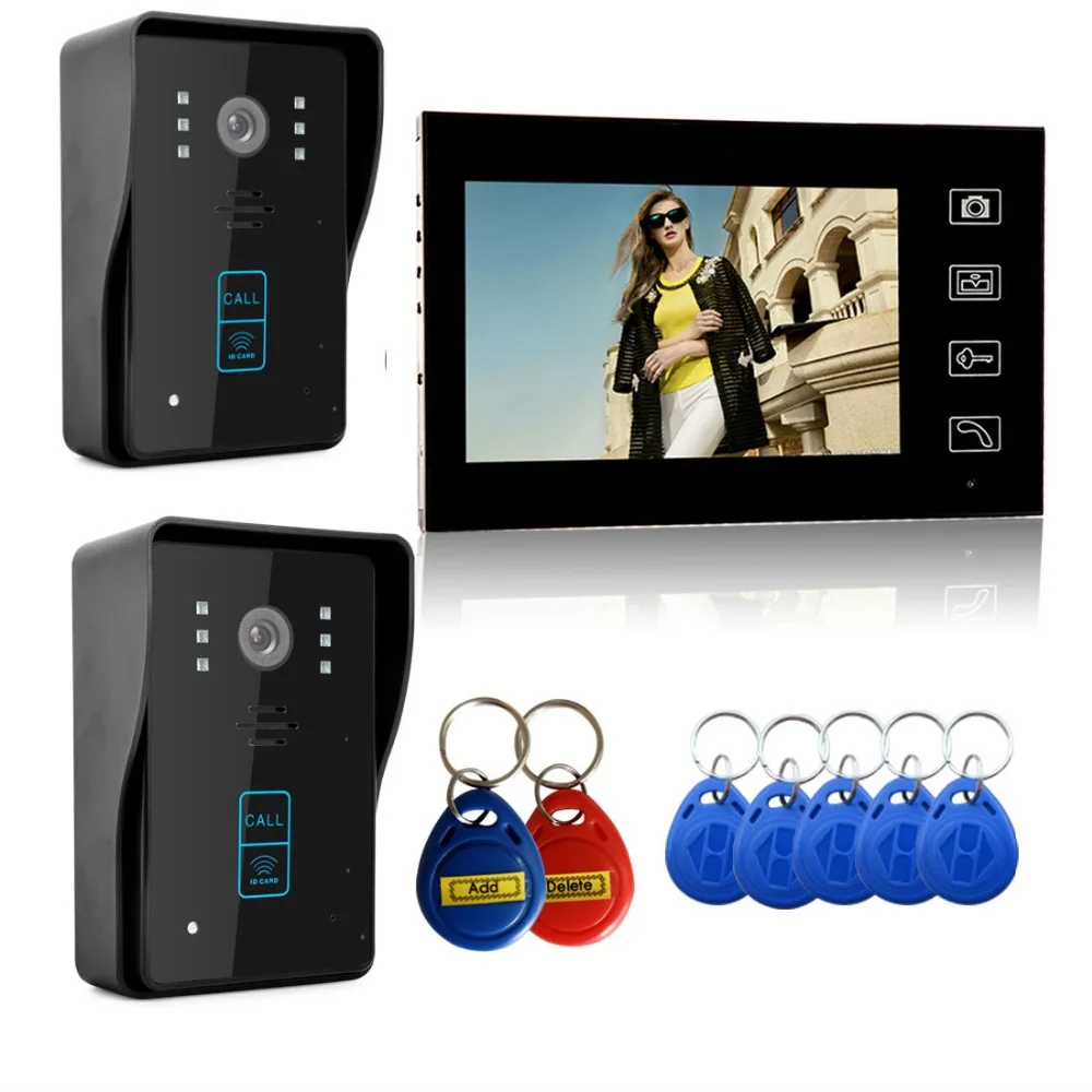 Freeshipping 2.4G Wireless Video Door Phone Intercom Doorbell 7 Inch LCD Home Security  touch keypad door intercom