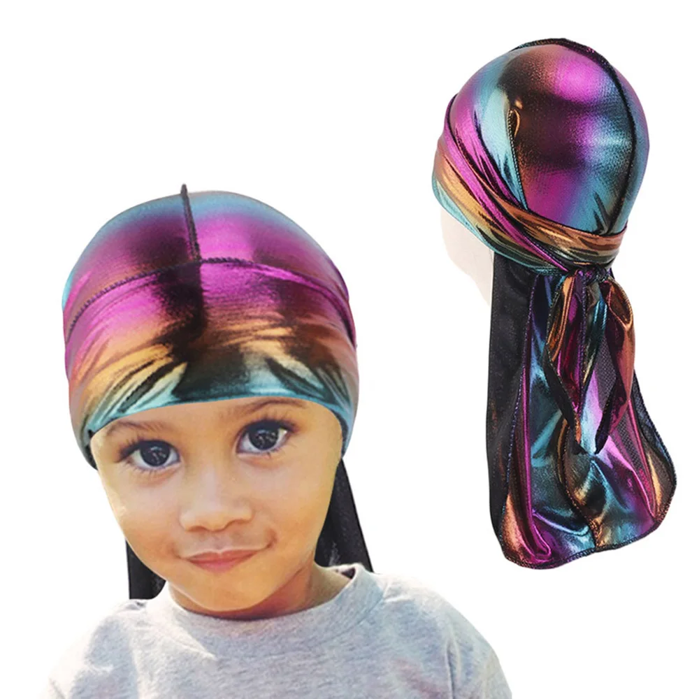 Children's Durag Baby Solid Color Turban Hip hop Headwrap Boys Fashion