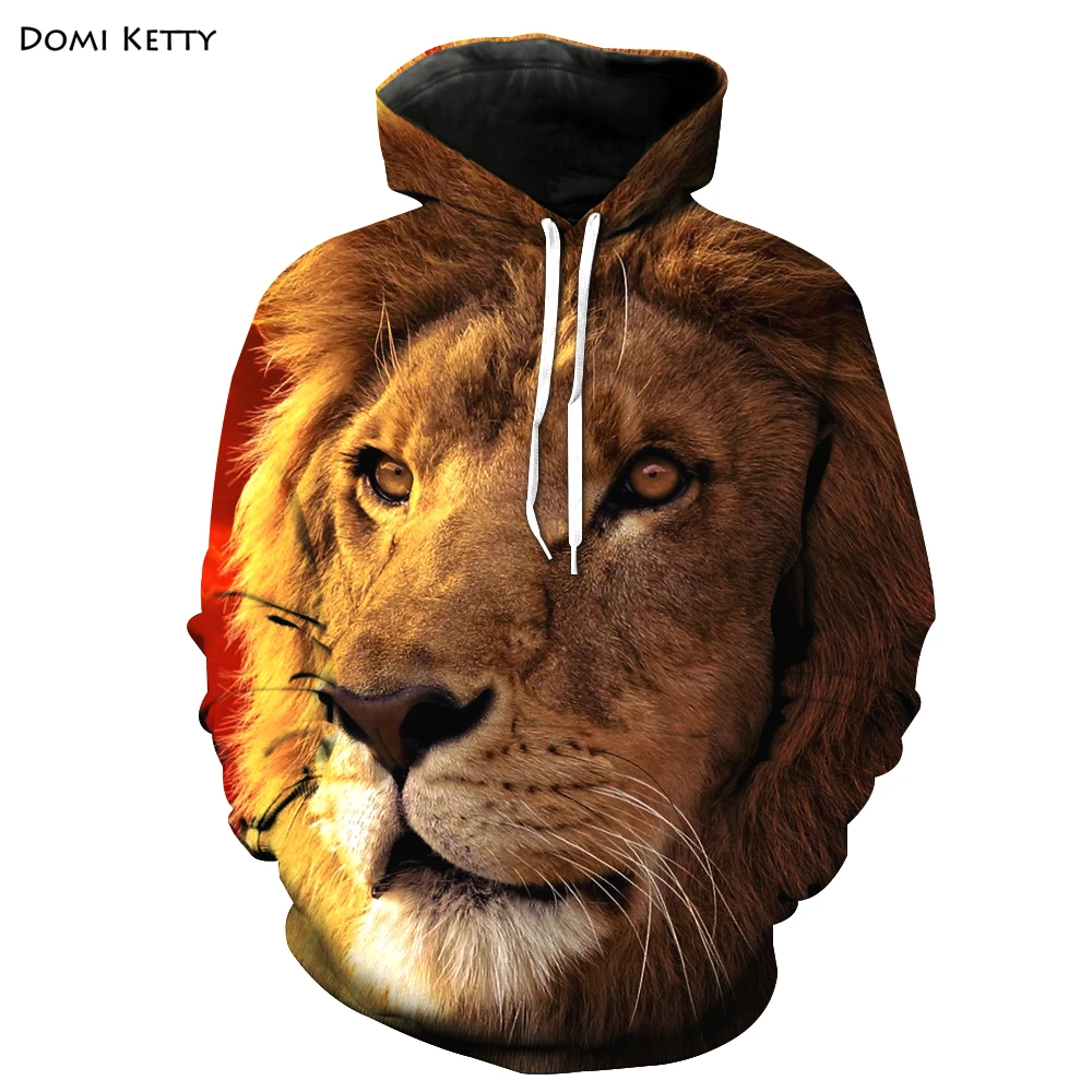 Domi ketty/Детские толстовки с капюшоном для мальчиков принтом животных ревущий Лев