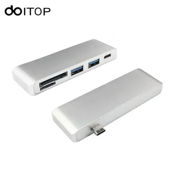 

DOITOP 5 in 1 Type-C to USB 3.0+SD+TF Read Card Converter Type-C USB 3.0 Hub Splitter Charging Data Sync Card Reader for MacBook
