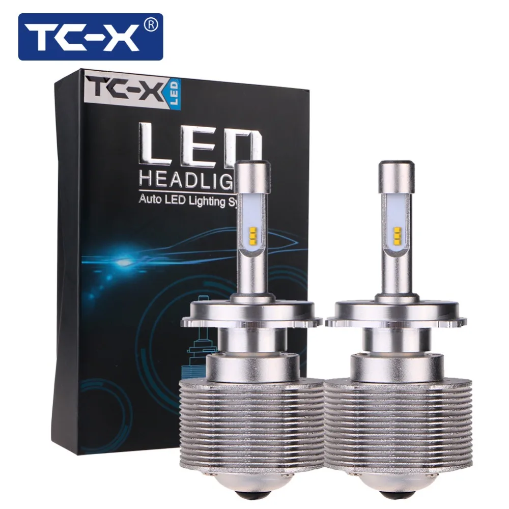 TC-X 2pcs High Lumen 7000Lm LED Car Headlights Bulb Kit H4 Hilo 80W Set 9005 HB3 Head Lamp Fog Light Kit LED Auto Front Bulbs