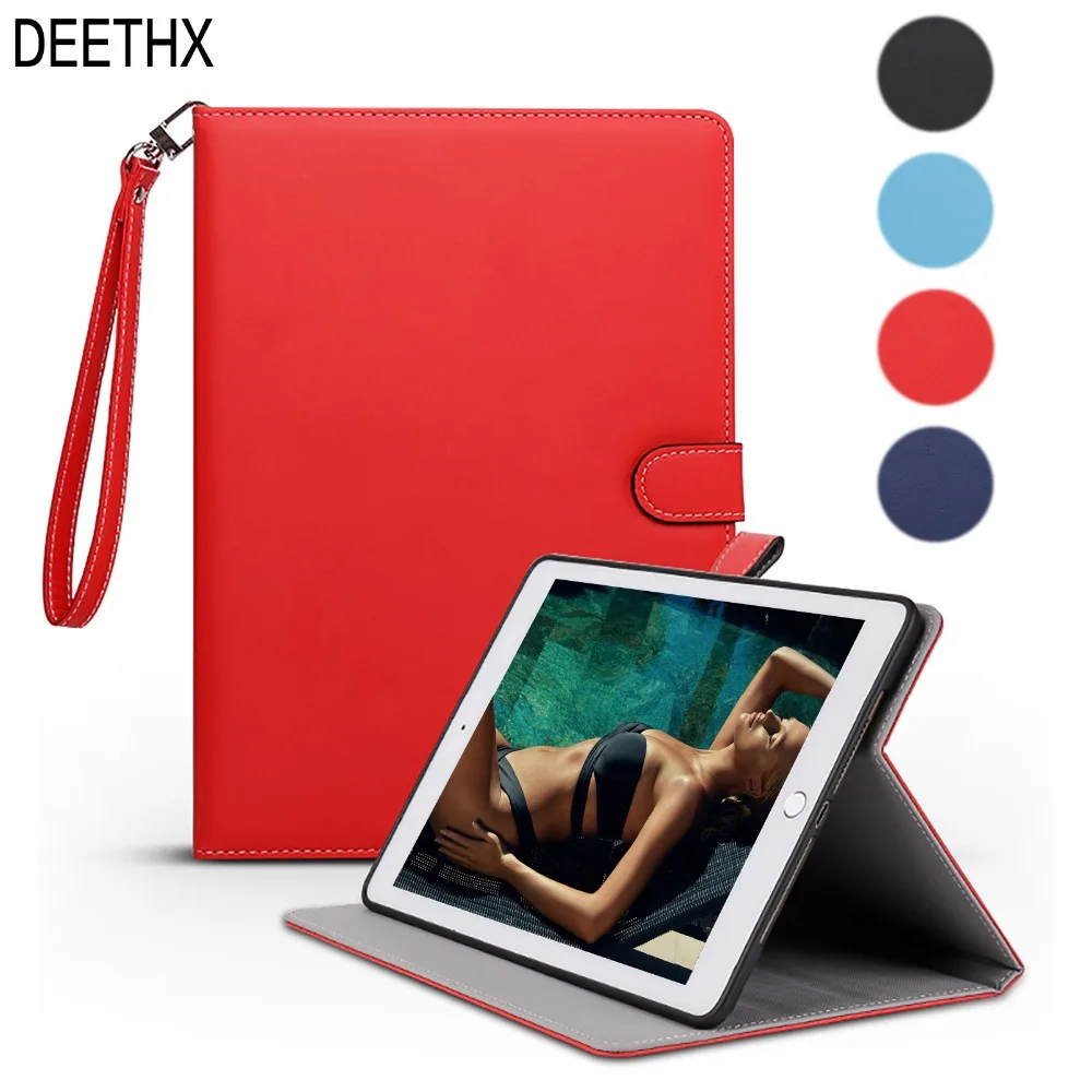 

Casual case for ipad Air 9.7 inch 2013 model A1474 A1475 A1476 PU surface+TPU soft back+hand strap Holder sleep/wake Smart Cover