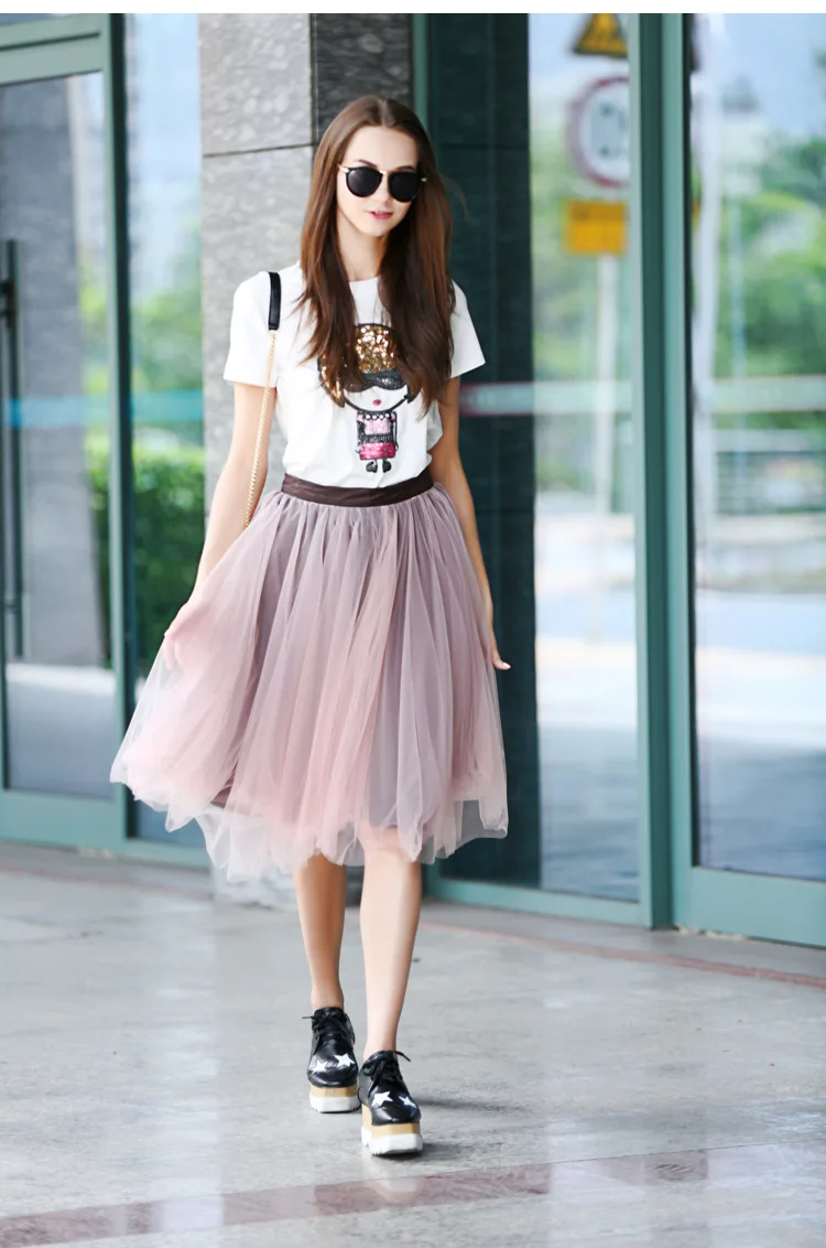 

Women pink Gauze long skirt