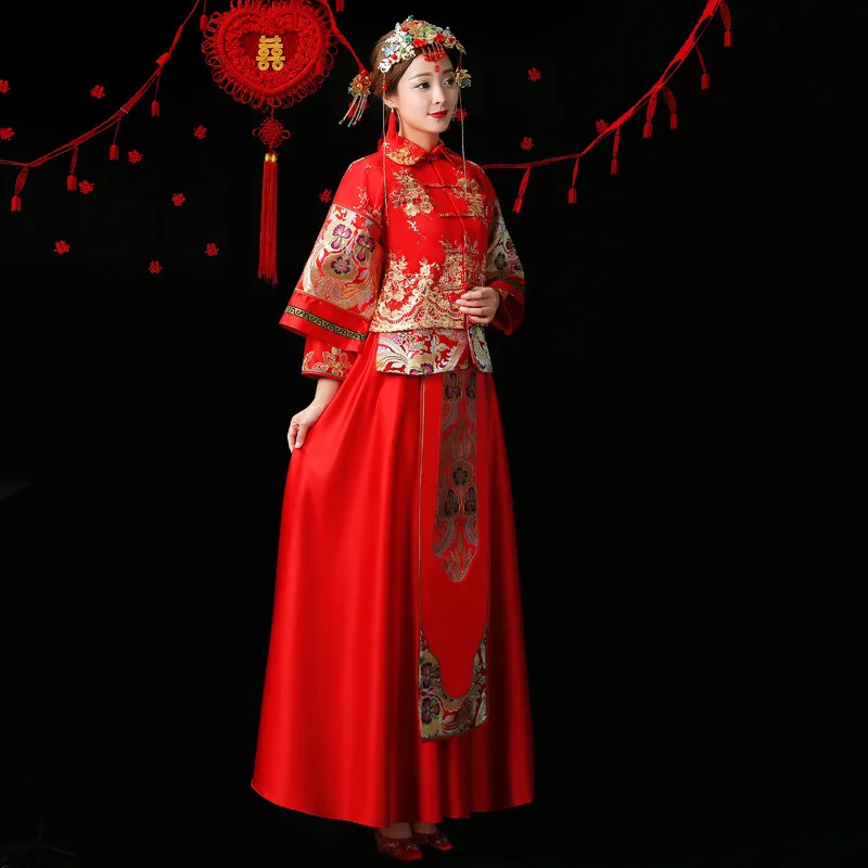 Для женщин Традиционный китайский платье Новинка 2018 года Длинные Cheongsam свадебное невесты партии загрузки современное Ципао платья для