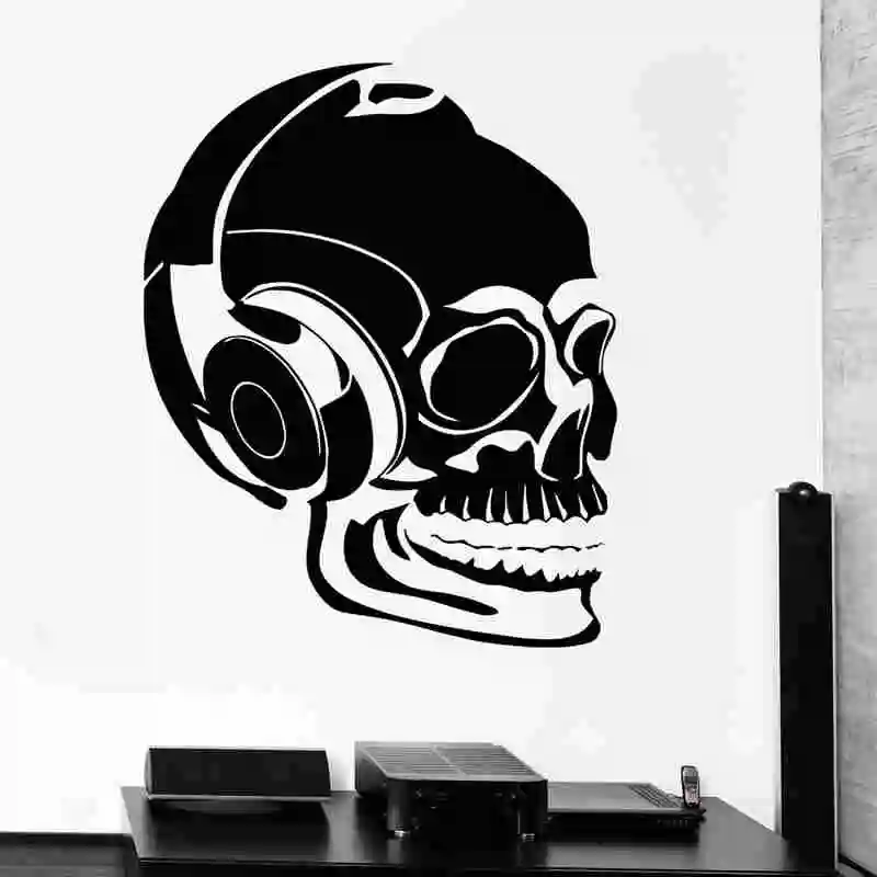 Halloween Sticker Headset Music Skull Car Decal Posters Vinyl Wall Decals Pegatina Decor Mural | Дом и сад
