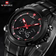 NAVIFORCE relojes hombres Deportes relojes acero Negro hora Dual Digital de Cuarzo Reloj impermeable casual de negocios de japón movt del reloj