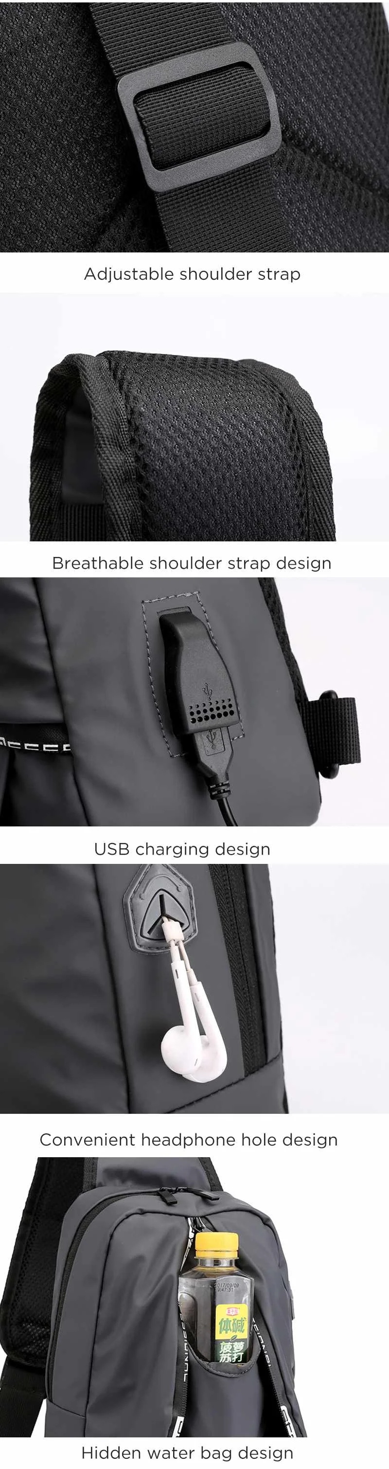 Xmund XD-DY10 5.7L USB Противоугонная нагрудная сумка ткань Оксфорд сумка на плечо походная дорожная походная сумка через плечо