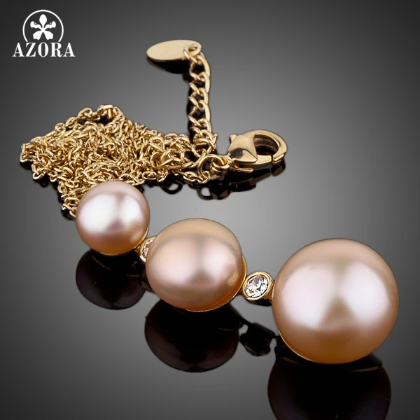 Azora золотые 3 шт. имитация жемчуга подвеска Цепочки и ожерелья TN0055|necklace a|pearl pendant