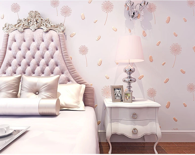Красивые 3d рельефные обои с одуванчиками Фреска перо обои романтический свадебный Декор для комнаты Infantil Papel Tapiz W173