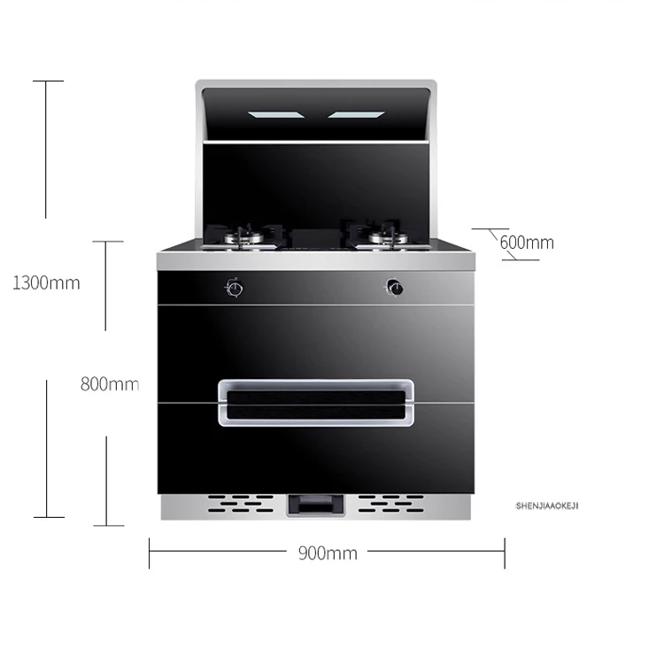 Варочная поверхность из нержавеющей стали газовая плита+ дымовая лампа Черная машина многофункциональная автоматическая очистка интегрированная кухонная плита 220 В