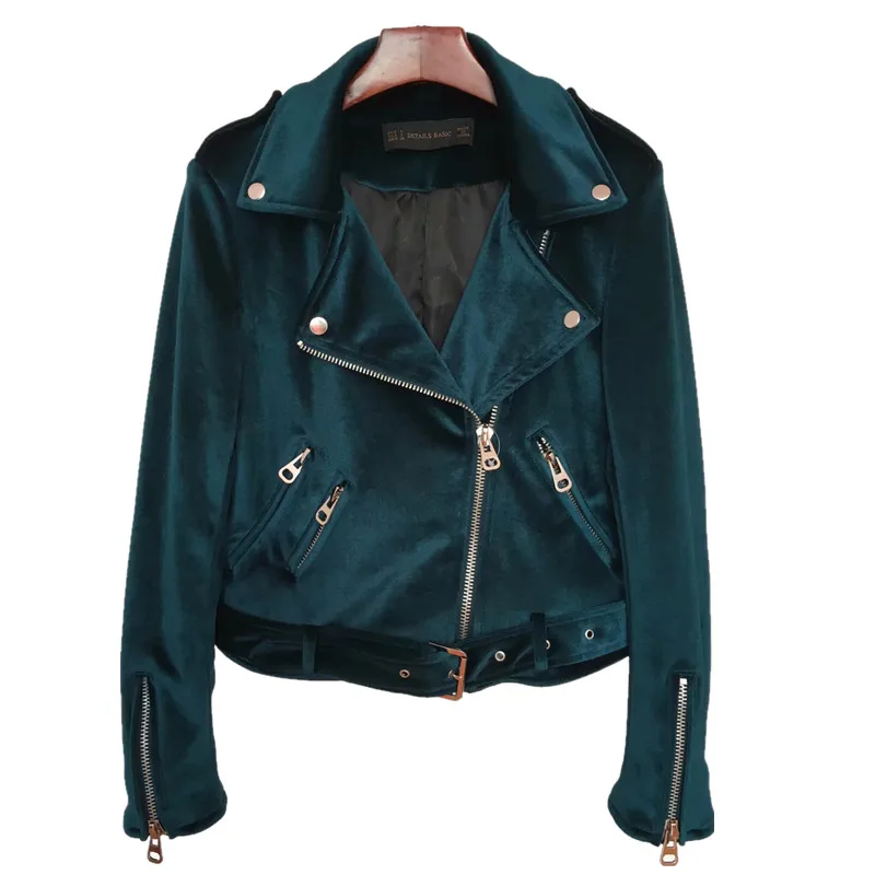 Fashion brand good quality Gold velvet jackets female long sleeve zipper short coats 2018 autumn