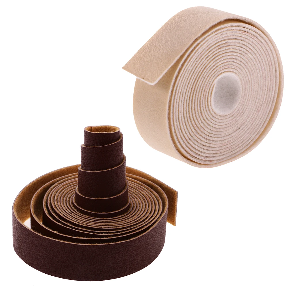 2pcs 10 Meters Leather Straps Strip for Belt Handle Crafts Making Garment Accessories Beige/Brown, 2cm Wide