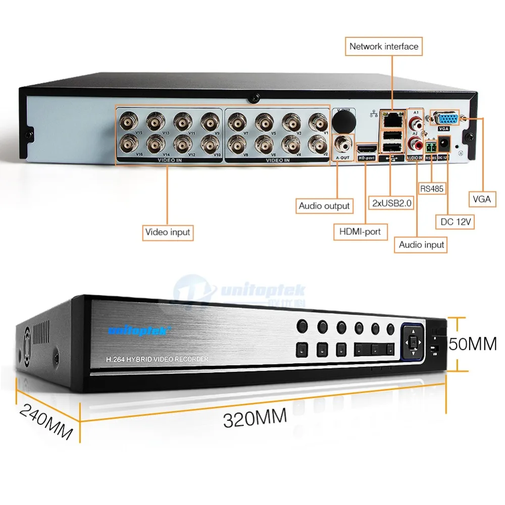 UNITOPTEK CCTV AHD системный комплект для фотокамеры 1080 P 16CH DVR рекордер + IR 20 м наружная
