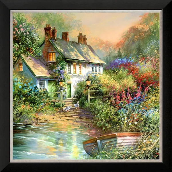 

Waterside house 2016 home Decor counted14ct white canvas similar DMC Cross Stitch kits14ct needlework Set DIY embroidery