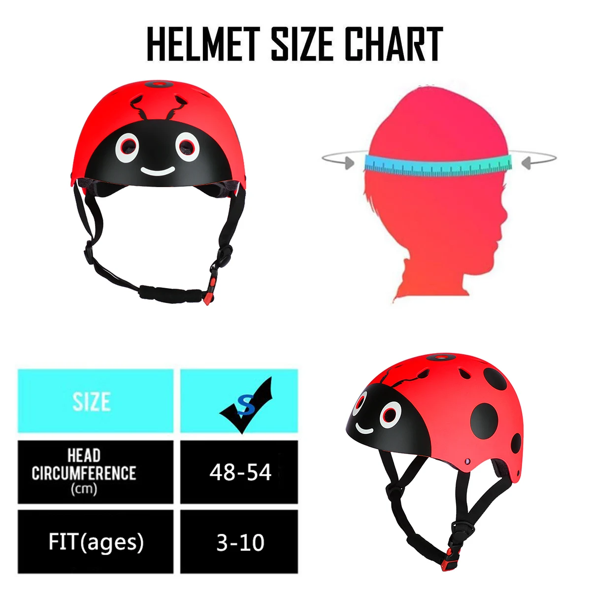 Children Riding Bicycle Helmet Cute Ladybug Child Multi-sport Skating Safety Helmet Kids Balance Bike Cycling Protective Helmet
