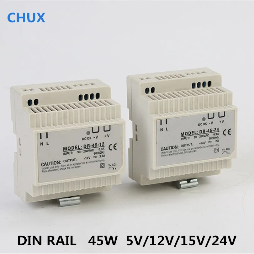 Трансформатор питания CHUX 45 Вт на Din рейку 110 В 220 В|switch power|switching power supplyled din |