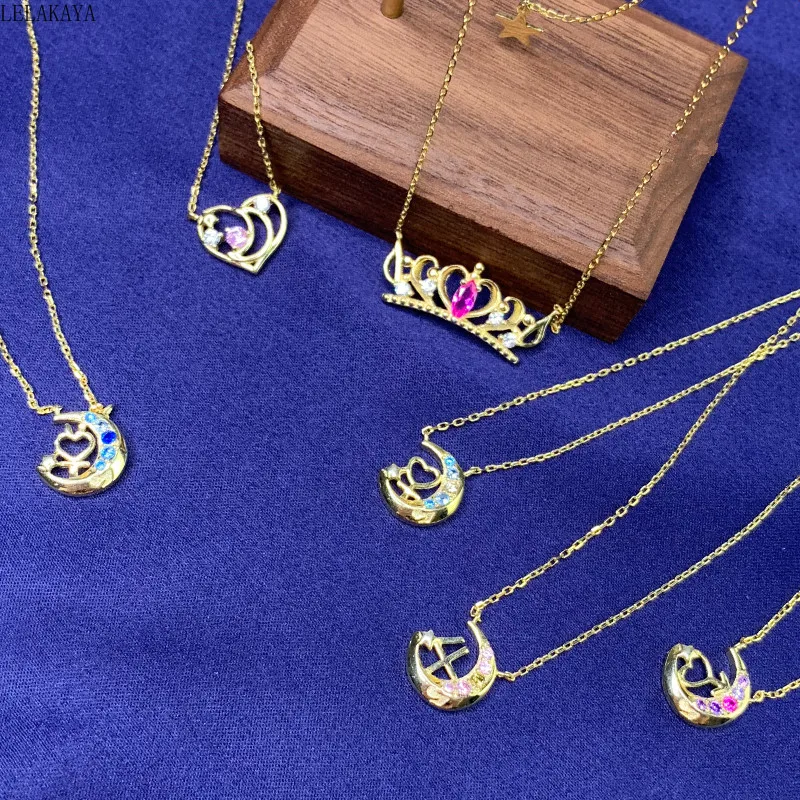 

925 Sliver Anime Action Figure Printed Kino Makoto Tsukino Usagi Girls Fashion Gift Necklace Collar Kalabera Cosplay Pendants