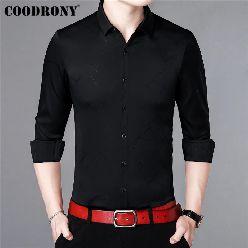 

COODRONY Brand Men Shirt Autumn Business Dress Casual Shirts Long Sleeve Cotton Shirt Men Fashion Striped Camisa Masculina 96011