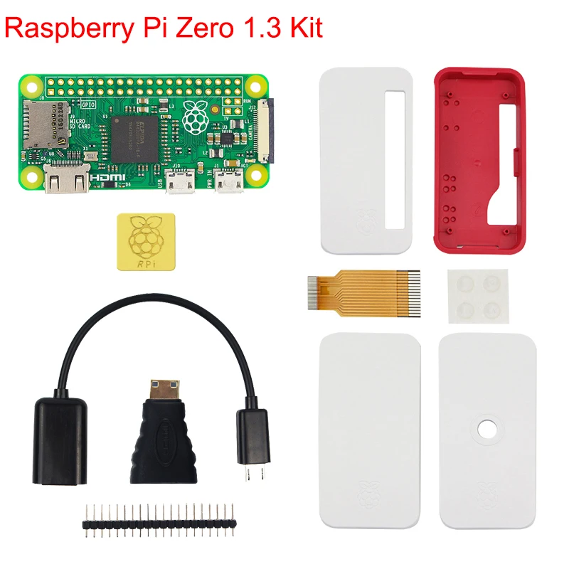 

Raspberry Pi Zero 1.3 Starter Kit Pi Zero Board + Official Case + Mini HDMI Adapter + Micro OTG Cable + 40 pin Header for Pi 0