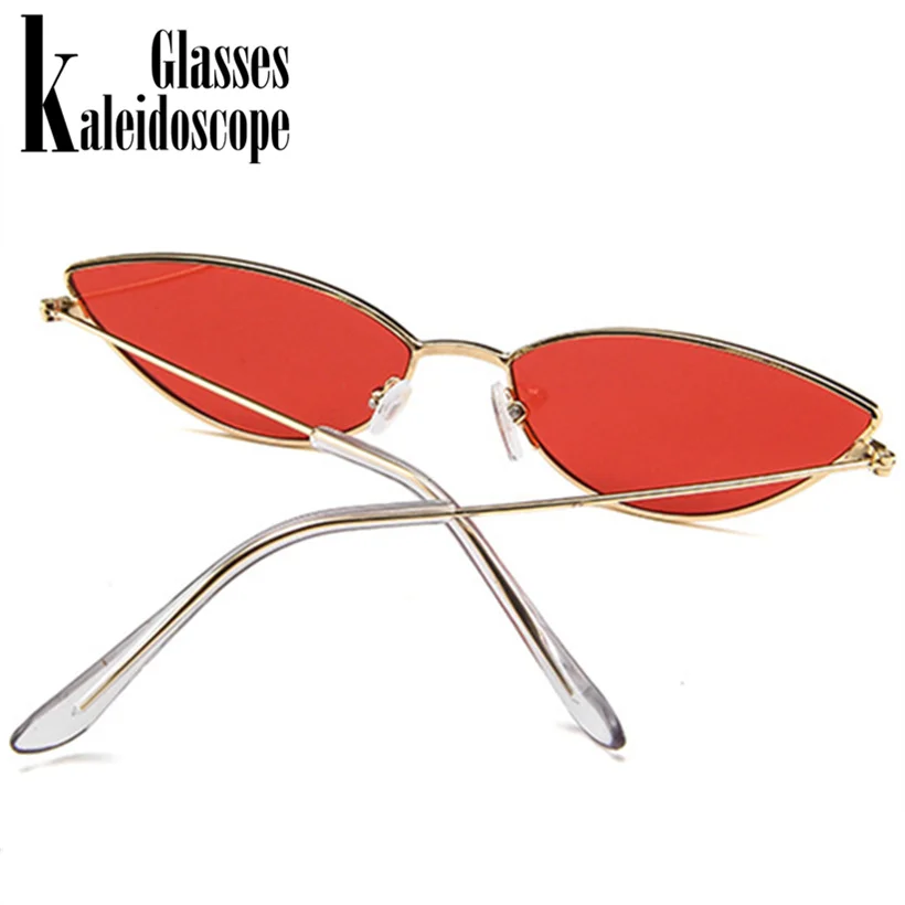 Женские солнцезащитные очки "кошачий глаз" в металлической оправе, милые сексуальные брендовые Дизайнерские летние ретро очки в небольшой оправе, черные красные солнцезащитные очки "кошачий глаз" UV400