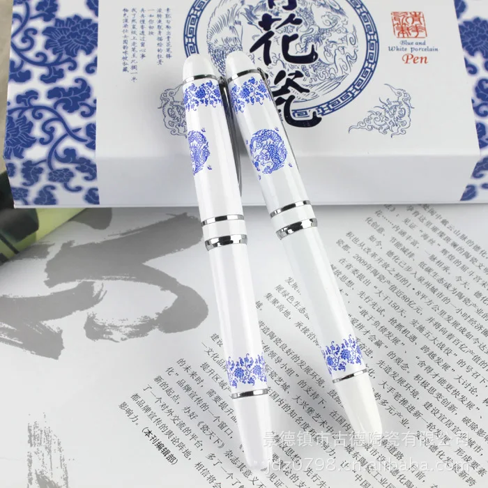 

1pc Traditional Chinese ceramic products Blue and white porcelain CHINA Fountain pen roller ball pen no gift box arts OWT004