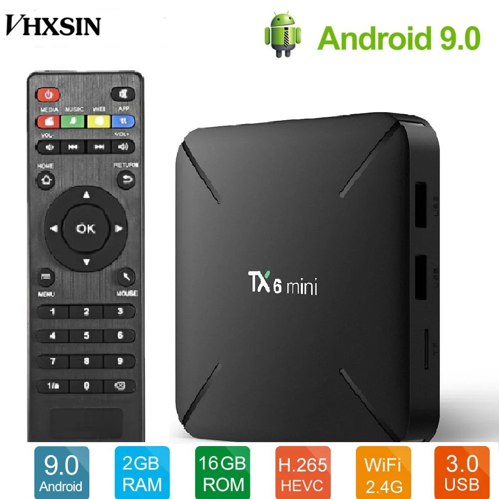 VHXSIN 50 шт./лот TX6 Мини Android 9,0 ТВ коробка 2 Гб 16 Гб Allwinner H6 четырехъядерный USb 3,0 2,4 ГГц Wifi