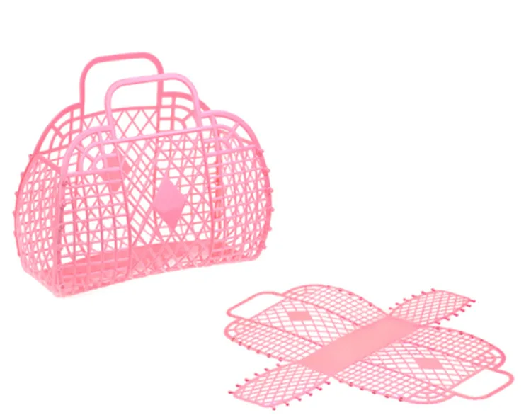 

2019 Newest foldable plastic Portable Hand Kitchen Storage Shopping Basket Fruit Vegetable Basket