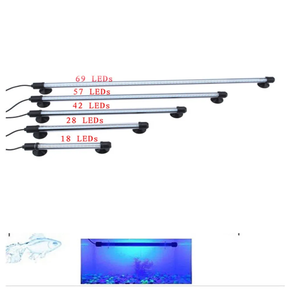 Аквариум для рыбок 18/30/42/57/69 светодиодный белый свет бар погружной Водонепроницаемый лампа на прищепке Декор формата EU вилка формата US вилка