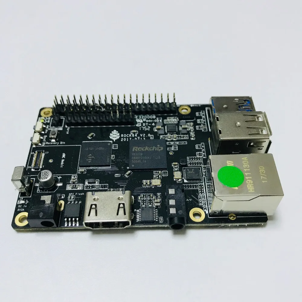 ROCK64 PINE64 HDR Android Linux медиа макетная плата/LPDDR3/EMMC с металлическим чехлом и 5V 3A AC