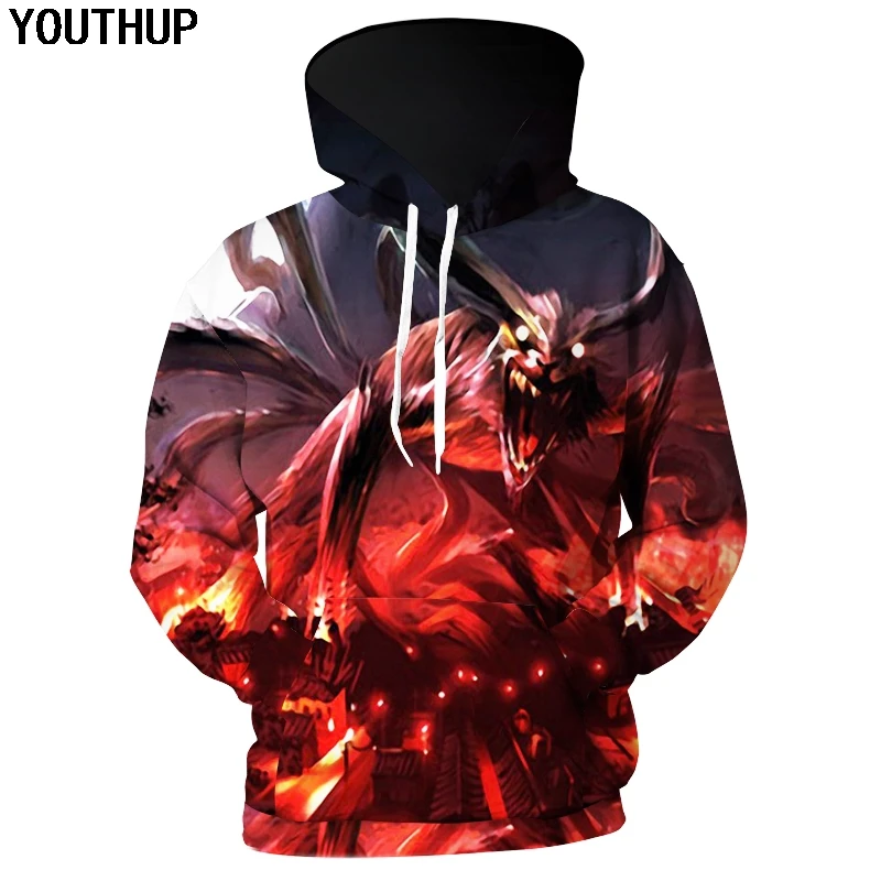 YOUTHUP 2018 New Men Hoodies 3D Print Nine Tailed Fox Hooded 