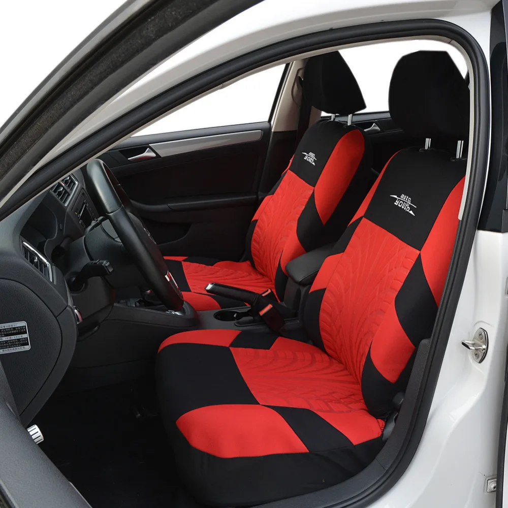 Autoyouth Red Tire Track Detail Style Polyester Fabric Universal Car ... Autoyouth Red Tire Track Detail Style Polyester Fabric Universal Car ...