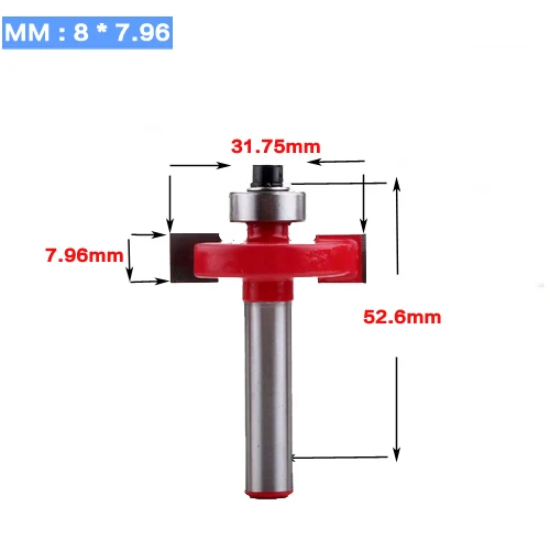 8 мм хвостовик т типа подшипники фрезерный станок для древесины промышленного класса Rabbeting бит деревообрабатывающий инструмент фрезы для дерева - Длина режущей кромки: 8mm X 7.96mm