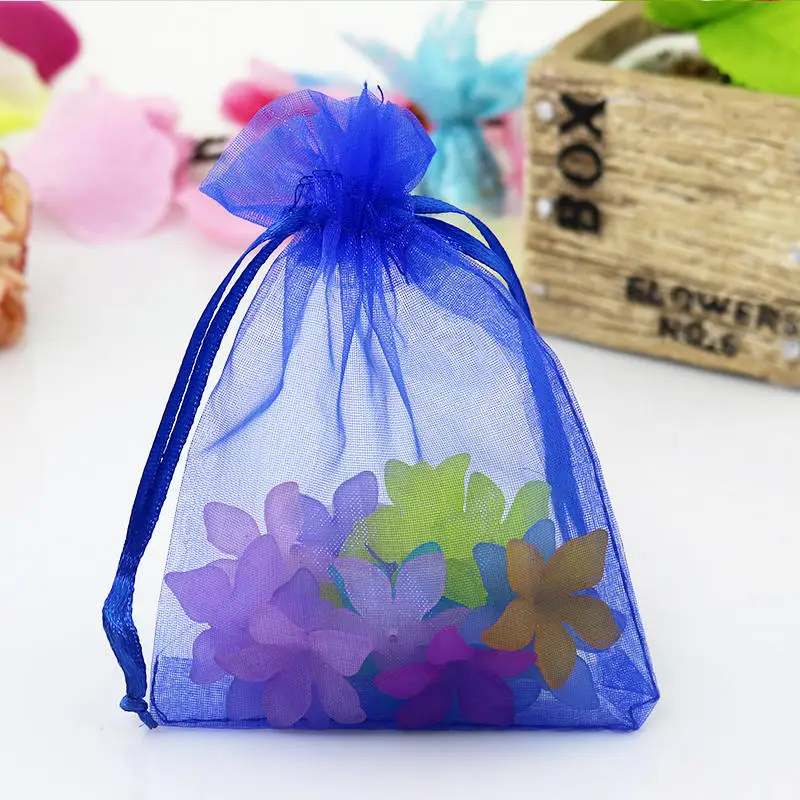 13x18cm (5.11"x7.08") 100pcs Royal Blue Organza Bags Wedding Decoration