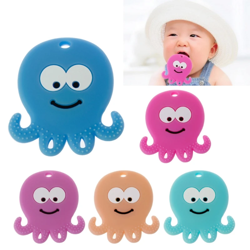 OOTDTY Baby Teethers Silicone Teething Toys Octopus Shape Chew Charms