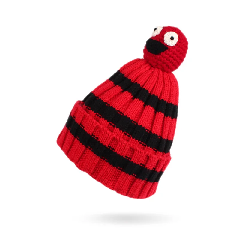 Striped Knitted Children Hat Warm Winter Kids Beanie Novelty Funny Hat For Children Crochet Fashion Hat For Boys Girls Christmas (2)