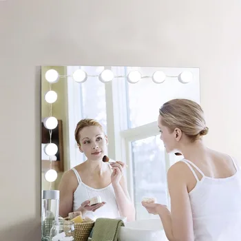 

10 Bulb LED Makeup Mirror Light Battery Powered Full-length Mirror Headlight Installed Convenient Suction Cup Portable LED Lamp