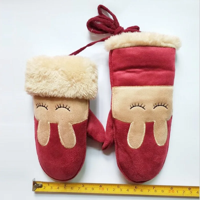 Детские перчатки с рисунком счастливого оленя на осень и зиму, теплые рождественские перчатки, Новогодние Детские перчатки, От 2 до 8 лет, детские перчатки, варежки