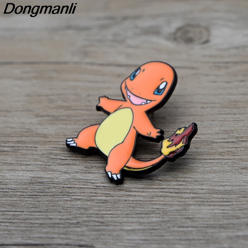 L3415 Charmander металлическая Эмаль Булавка для рюкзака/сумки/джинсовой одежды значок нагрудная булавка брошь бижутерия 1 шт