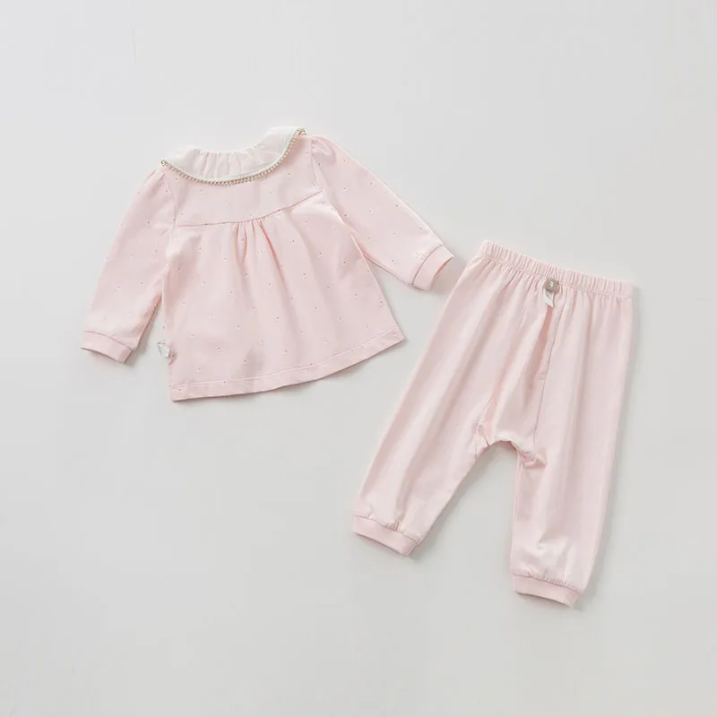 DBH10034 dave bella/весенние модные розовые комплекты одежды с принтом для маленьких девочек Детские комплекты с длинными рукавами детский костюм из 2 предметов