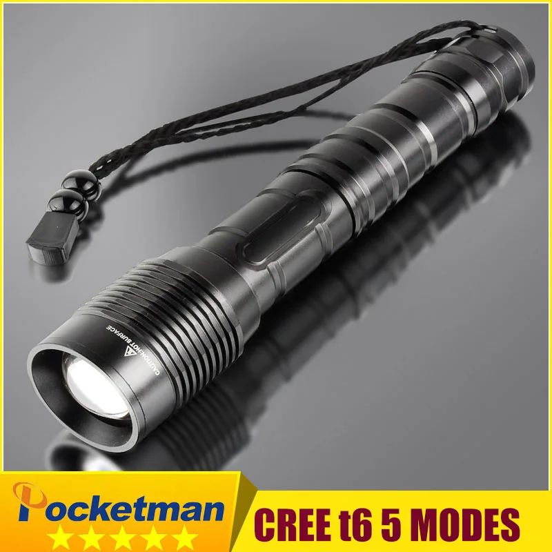 

XM-L T6 4000Lumens 5-Mode Zoom LED Flashlight Torch light suitable 18650 batteryTelescopic FREE SHIPPING