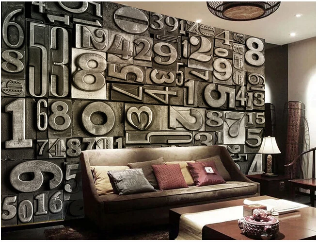

Custom vintage wallpaper, metal digital fonts for the living room bedroom TV background waterproof papel de parede