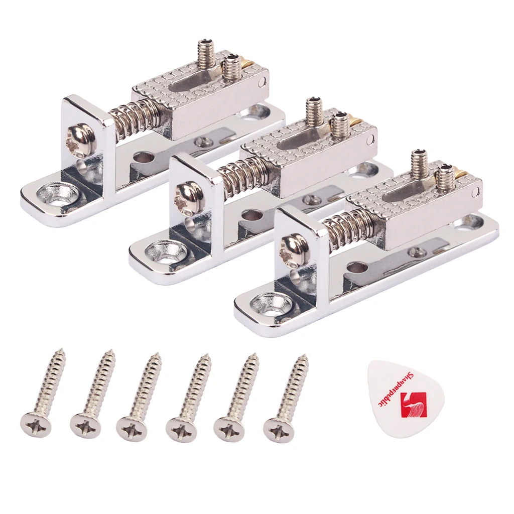 3pcs Guitar Trem Tremolo Saddles Bridge w/ Screw & Pick Plectrum for Fender ST TL Guitar Accessories