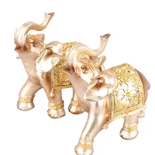Европейские золотые фигурки слонов, смолы, ремесло, домашний декор, креативный слон, миниатюрные украшения для гостиной, бизнес, свадебные подарки
