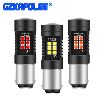 

GZKAFOLEE 3 colors to choose from 1157 P21/5W LED BAY15D BA15D Red white yellow Brake Lights 2400LM 3030 21 SMD chip High Power